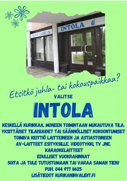Intola-Juhlatila keskellä Kurikkaa.