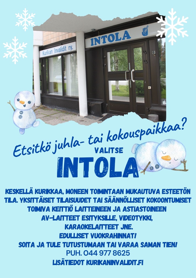 Intola, juhla- ja kokouspaikka keskellä Kurikkaa.