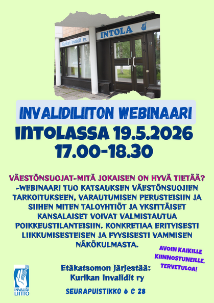 Webinaari Intolassa 19.5. klo 17.-18.30. Webinaari Intolassa 19.5. klo 17.-18.30.