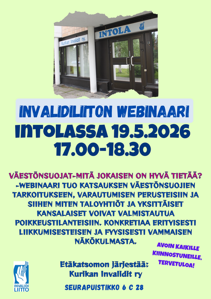 Webinaari Intolassa 19.5. klo 17.-18.30.